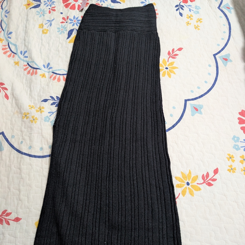 Wild Fable Black Ribbed Maxi Skirt